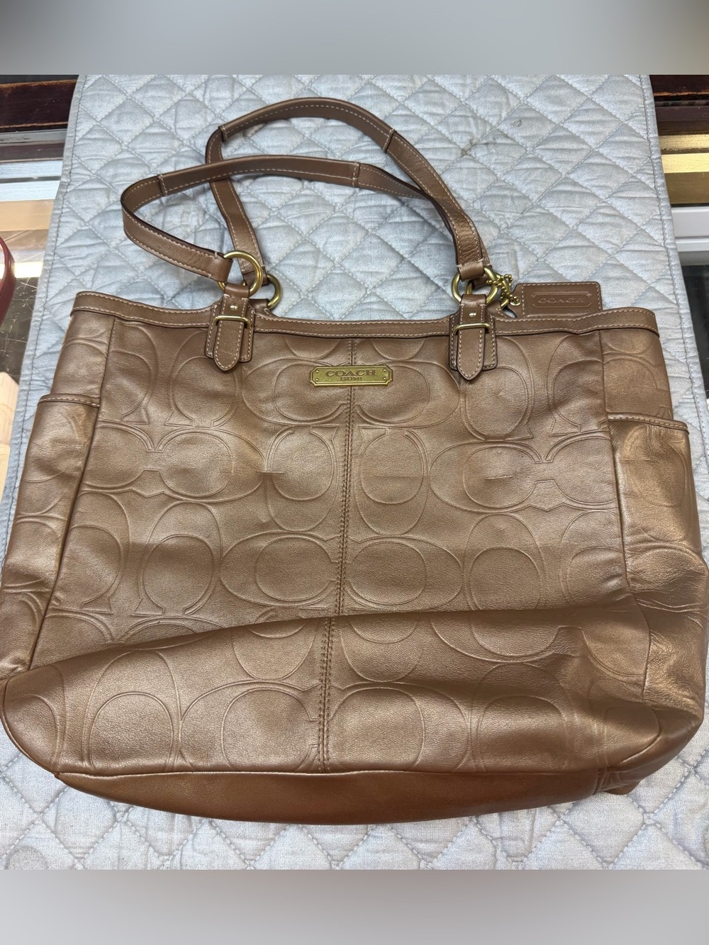 Coach Gallery Embossed Leather Copper Handbag Tote F20741